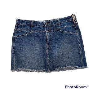 Marithe Francois Girbaud Raw Hem Denim Mini Skirt Oversized Pockets Sz 32